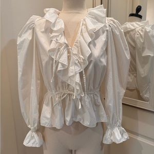 Ula Johnson white ruffled blouse